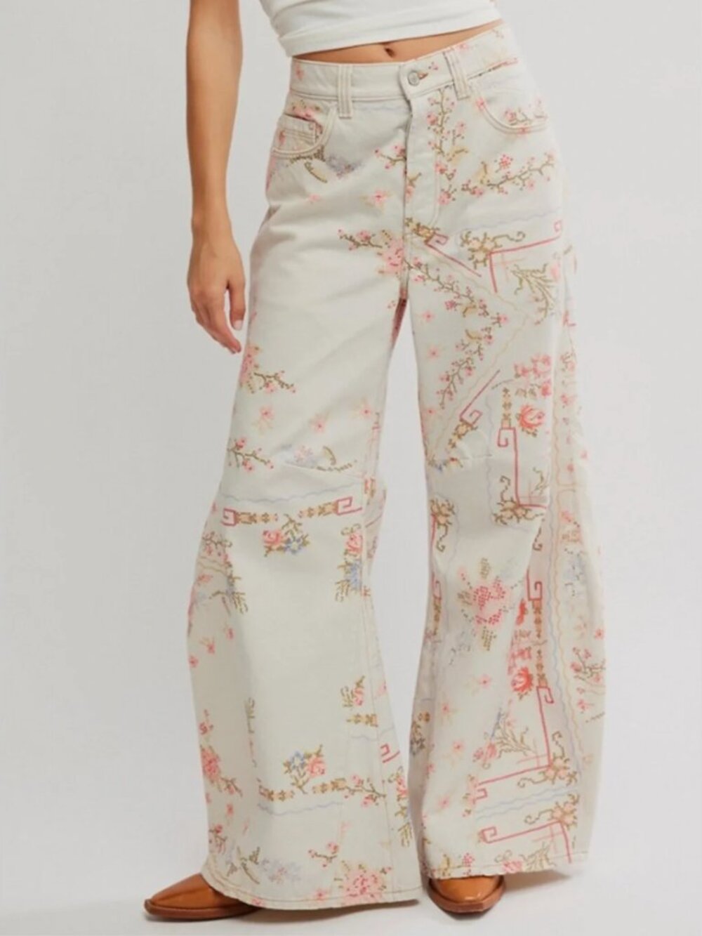 NWT Free People We The Free Eden Printed Wide-Leg Jeans Size 28 - Picture 4 of 7